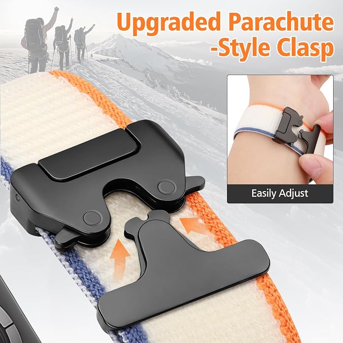 Elastic Sport Band for Apple Watch Ultra 3/2/1 Bands 49mm 46mm 45mm 44mm 42mm 41mm 40mm 38mm Men Women, Adjustable Parachute Buckle Nylon Fabric Wristband for iWatch Series 11 10 SE 9 8 7 6 5 4 3