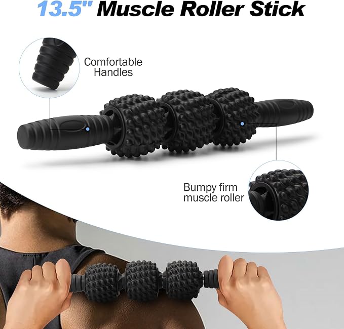 5 in 1 Foam Roller Set High Density Patented Foam Roller for Exercise | Foam Roller Massage Stick, Massage Ball, Resistance Band for Deep Muscle Massage Yoga Trigger Point Release Black Diamond