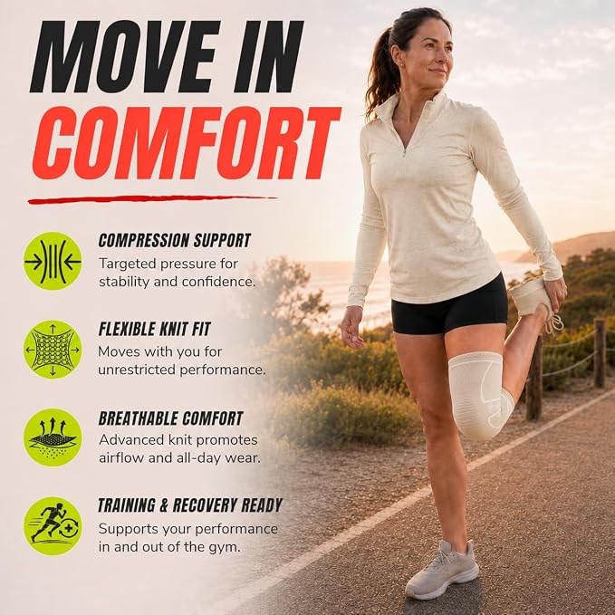 Knee Brace for Men and Women Knee Compression Sleeve Knee Support Wraps for Arthritis Joint Pain Relief, Workout, Swelling, Sports, Circulation, Running, Recovery for ACL & Meniscus Tear