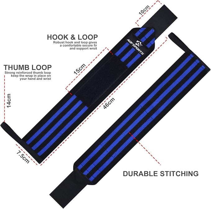 AQF Wrist Wraps for Weightlifting & Powerlifting, 18" USPA Approved (Pair)