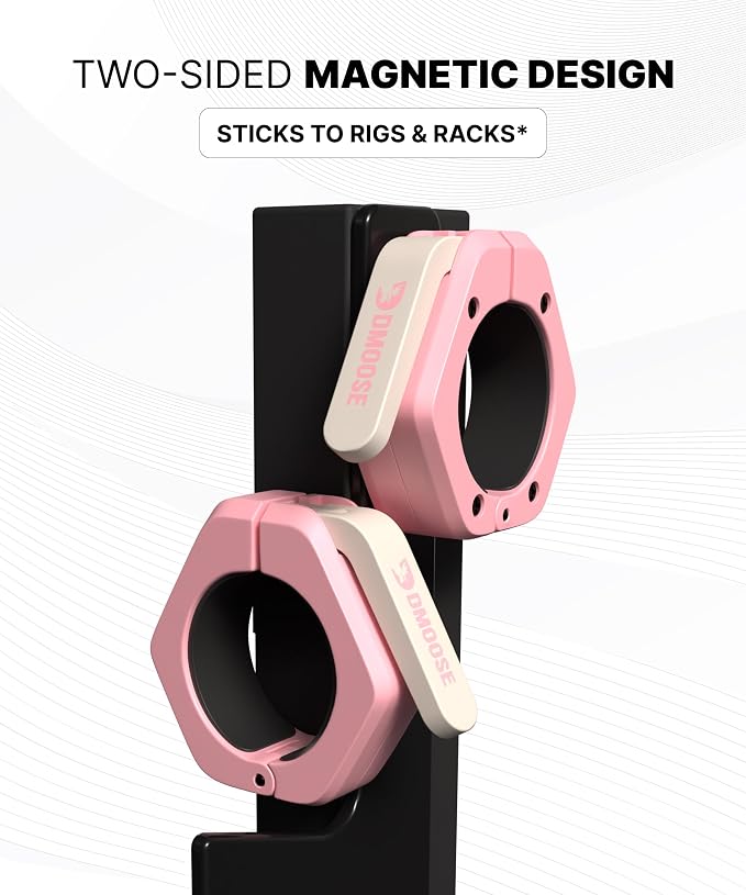 DMoose Fitness Barbell Clips 2 Inch (Pair) - Quick Release Olympic Barbell Clamps & Collars with Anti Slip TPR Grip for Secure Weightlifting and Powerlifting - Weight Clips for Bars at Home or Gym