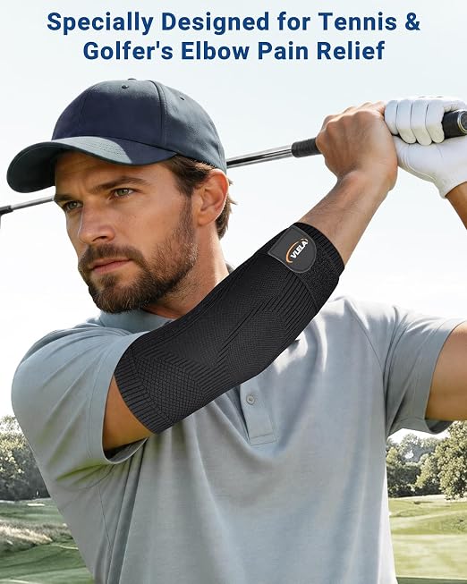 Elbow Compression Sleeve, Adjustable Strap, Targeted Support, X-Large | Tennis Elbow Brace for Men & Women, Support for Tendonitis, Golfer's Elbow, Weightlifting, Gym Fitness & Sports Pain Relief
