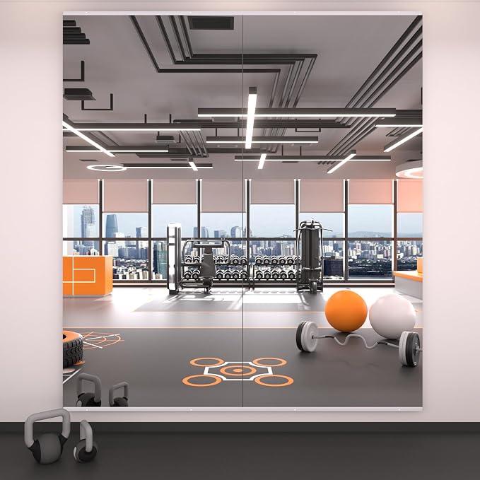 LOAAO Home Gym Mirror, 72"x32"-2 PCS Gym Mirrors for Wall, Frameless, Tempered Glass, Large Workout Mirrors for Home Gym, Dance Studio, Yoga Room, Garage Gym