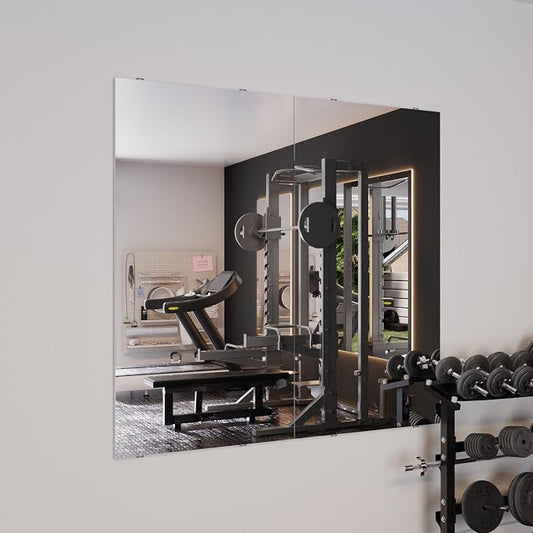 47”x26” Full Body Gym Mirror 2-Pack, Glassless Frameless Mirrors for Wall, Shatterproof Home Gym Decor, Garage Workout Studio Mirror with Easy Install Kit, 4 lbs Lightweight | 4 lbs Ultra Lightweight Garage Workout Wall Mirror，Frameless Full Length Nan...