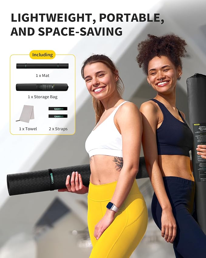 CAMBIVO 72''x48'' Large Yoga Mat, Extra Thick TPE Workout Mat | extra large exercise mat, non-slip TPE cushioning for joint relief, pilates stretching, apartment noise dampening