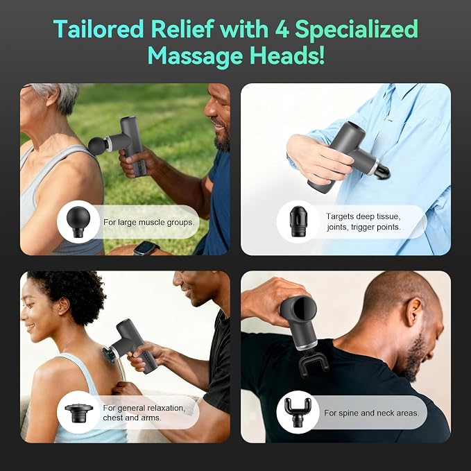 Mini Massage Gun Pocket-Sized Massage Gun Deep Tissue Quiet, Portable Percussion Muscle Travel Massager Gun, Back/Neck Massager for Pain Relief Deep Tissue (Gray)
