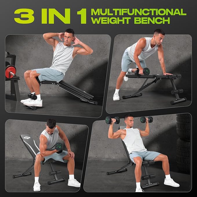 ANCHEER Basic Weight Bench, ASTM-Certified 660 LBS Foldable Workout Bench for Home Gym with 8 Adjustable Backrest Positions, Incline Flat Decline Bench Press for Full Body Strength Training