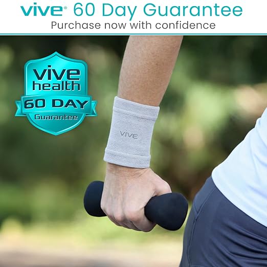 Vive Wrist Compression Sleeves for Women & Men (Pair) - Elastic Support | Wristband for Pain Relief & Circulation - Wrist Support for Carpal Tunnel, Arthritis, Tendonitis - Great for Sports Injury