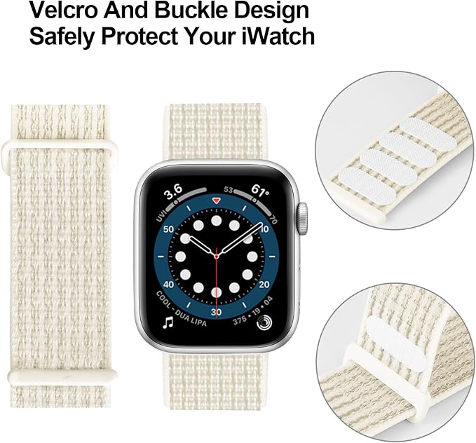 Sport Loop Band Nylon Women Men Stretchy Elastic Braided Wristband | Nylon Sport Loop Wristband Compatible with Apple Watch Ultra 2 38/40/41/42/44/45/46/49mm For iWatch Series 1-11 SE
