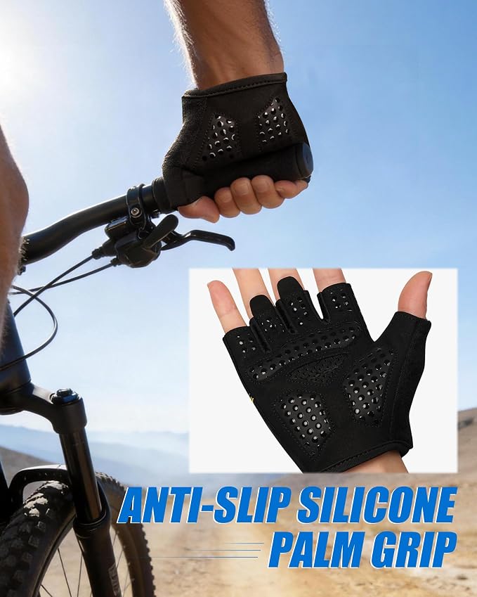 Bike Gloves for Women/Men Cycling Gloves Gym Gloves | [6MM Gel Pad] Half Finger with Shock-Absorbing, Anti-Slip for Cycling, Workout, Training, Weight Lifting, Outdoor, Dirt Bike