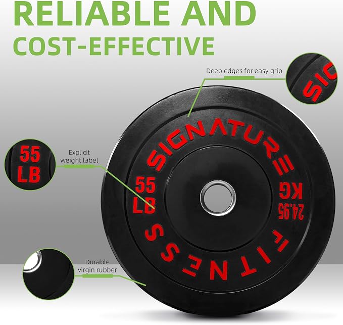Fitvids 2-Inch Olympic Rubber Weight Plates Pair, Bumper Plates for Strength Training, multiple options
