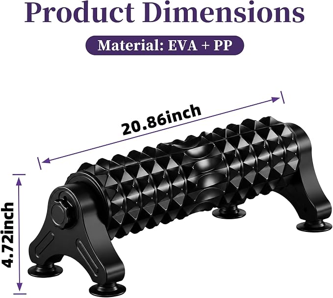 Foam Roller with Stand, 20 Inch Detachable EVA Massage Roller | adjustable stand, textured EVA surface, suction cup stand, 440 lb support, for back leg shoulder stretching