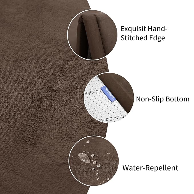 Huloo Sleep Baby Play Mat for Floor,1.3" Thick Elasti-Foam 50x50 Playpen Mat for Toddlers Infant Kids,Water-Repellent Soft Coral Velvet Tummy Time Mat,Non Slip Crawling Mat,Tatami Mat(Dark Brown)