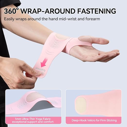 Ultra-Thin Wrist Brace Support for Carpal Tunnel, Pink | Wrist Brace for TFCC Tears, Elastic Wrist Wraps for Weightlifting, Typing, Gym, Day Night Wrist Support for Tendonitis, DRUJ