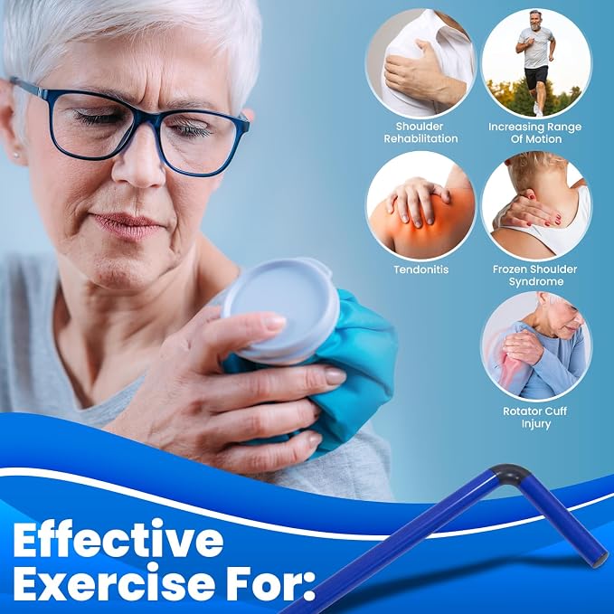 RangeMaster ShoulderWand Therapy Stretching Tool│Collapsible Stretching Bar │Physical Therapy Tool for Recovery and Increasing Motion (Blue)