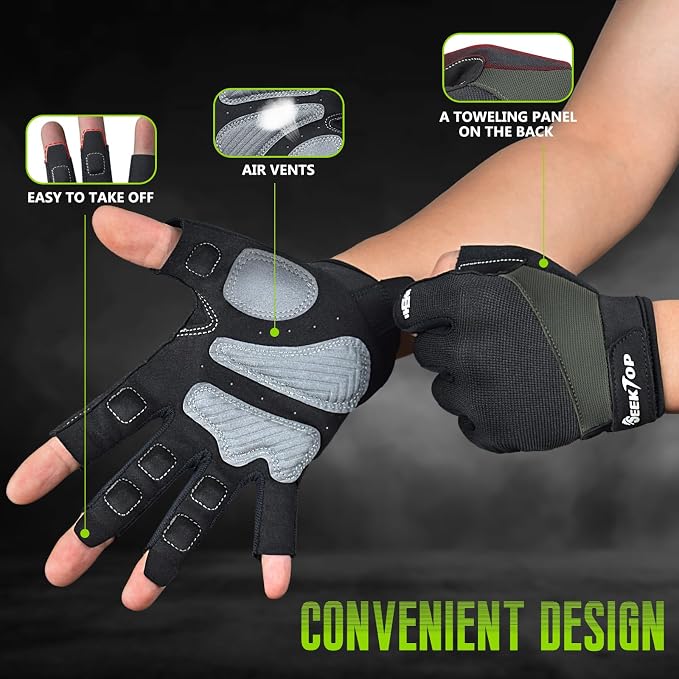 Seektop Padded Workout Gloves for Men & Women: Excellent Grip Gym Gloves | Breathable Lightweight, with Full Palm Protection,Gym Weight Lifting for Fitness, Training