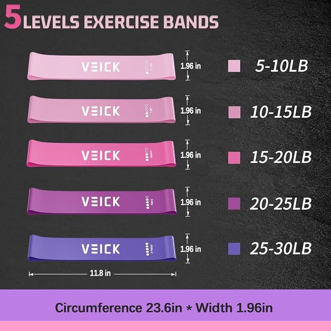 VEICK 10-150LBS Resistance Bands with Handles, Ankle Straps, Door Anchor | Accredited Lab Certified, 100% Natural Latex, Versatile for Yoga, Pilates, Strength, Home Gym