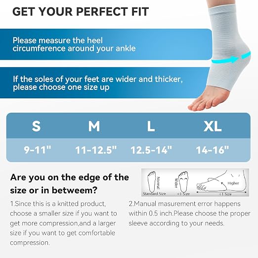 2 Pack Ankle Brace & Ankle Compression Sleeve for Women Men | Arch Support Socks, All-Day Wear, Achilles Tendonitis Brace for Plantar Fasciitis, Sprains, Foot Swelling Relief