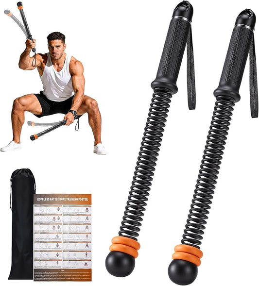 Ropeless Battle Ropes - Cordless Home Gym & Travel Workout Rope | Adjustable Resistance Full-Body Workout Equipment for HIIT, Strength Building, and Low-Impact Aerobic Training