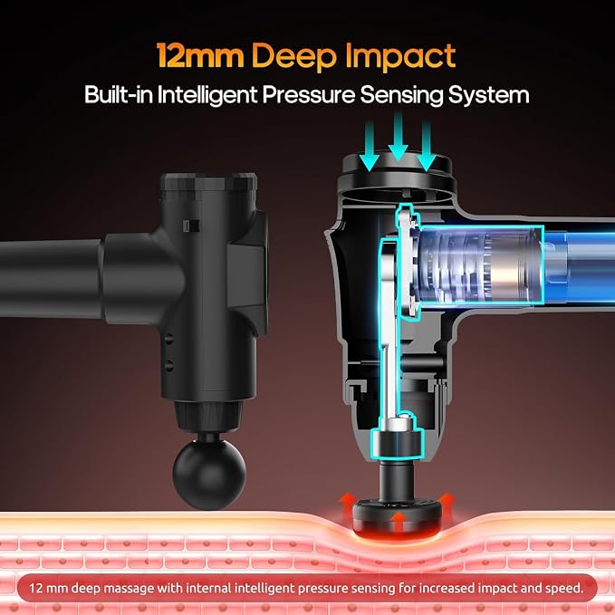 Massage Gun with Heat Massager Deep Tissue Muscle Massager Gifts for Men | Back Massager for Athletes for Pain Relief Percussion Handheld Massage Gun Birthday Gifts for Him 7Heads&Silent Carrying case