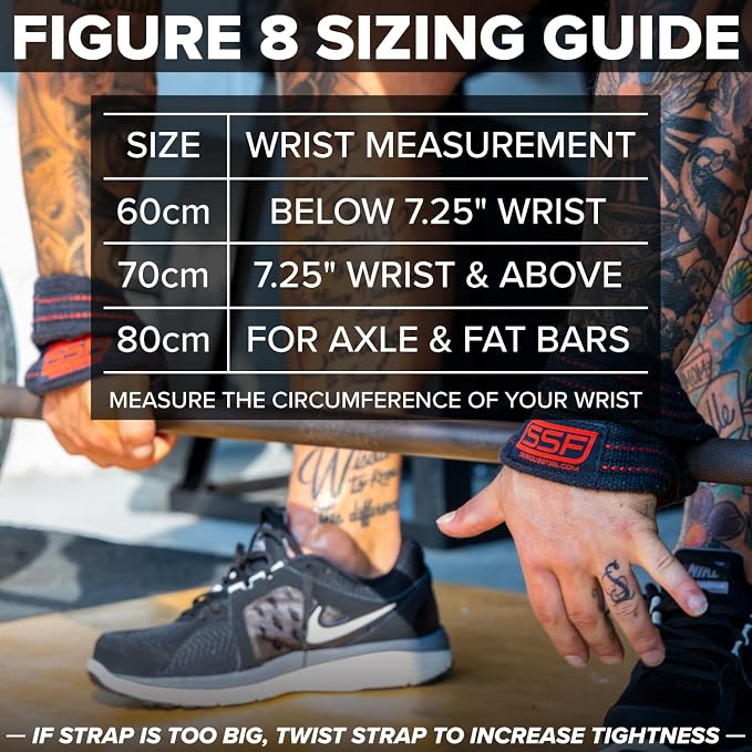 SERIOUS STEEL FITNESS Red Figure 8 Lifting Straps | Deadlift & Strongman Axle Straps - 3 Sizes