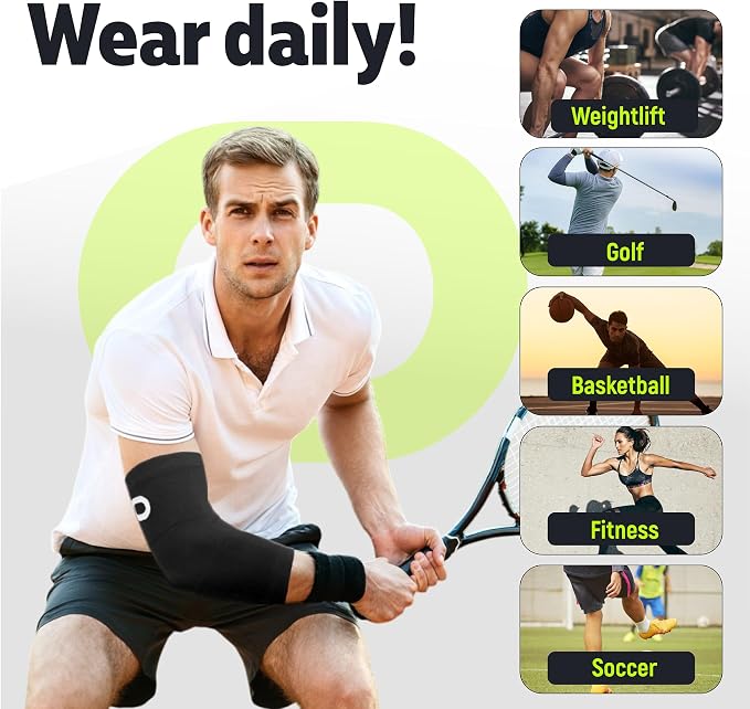 Elbow Brace for Women & Men (Pair) – Elbow Compression Sleeve for Tendonitis, Tennis Elbow & Golfers Elbow – Arm & Elbow Support for Arthritis, Bursitis, Weightlifting & Pain Relief