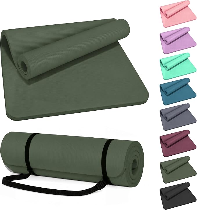 HULKFIT High Density Non Slip Yoga Mat, Extra Thick Exercise Mat with Carrying Strap, for Pilates, Fitness, Home Gym & Floor Workouts - Multiple Thickness & Multiple Color