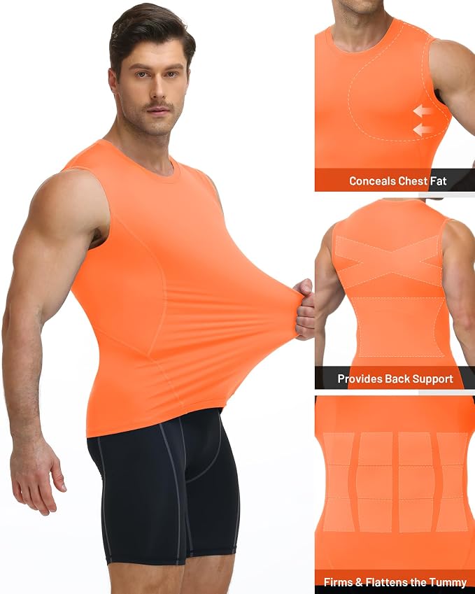 Mens Sleeveless Compression Shirt Athletic Workout Tank Top Quick Dry Muscle Base Layer Undershirt Gym Running