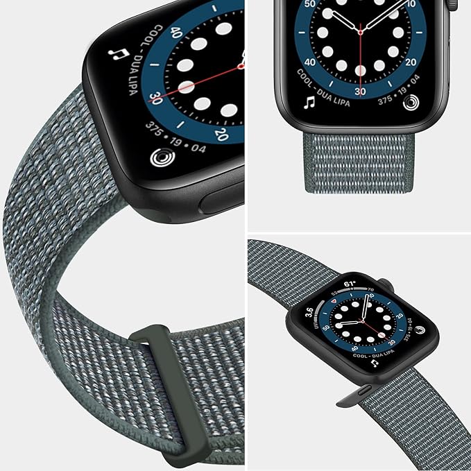 Sport Loop Band Compatible with Apple Watch Band 38mm 40mm 42mm 44mm iWatch Series 6 5 SE 4 3 2 1 Strap, Nylon Velcro Women Men Stretchy Elastic Braided Adjustable Wristband, 38mm 40mm Storm Gray | Braided Nylon Band for Apple Watch 38mm 40mm, Adjustab...