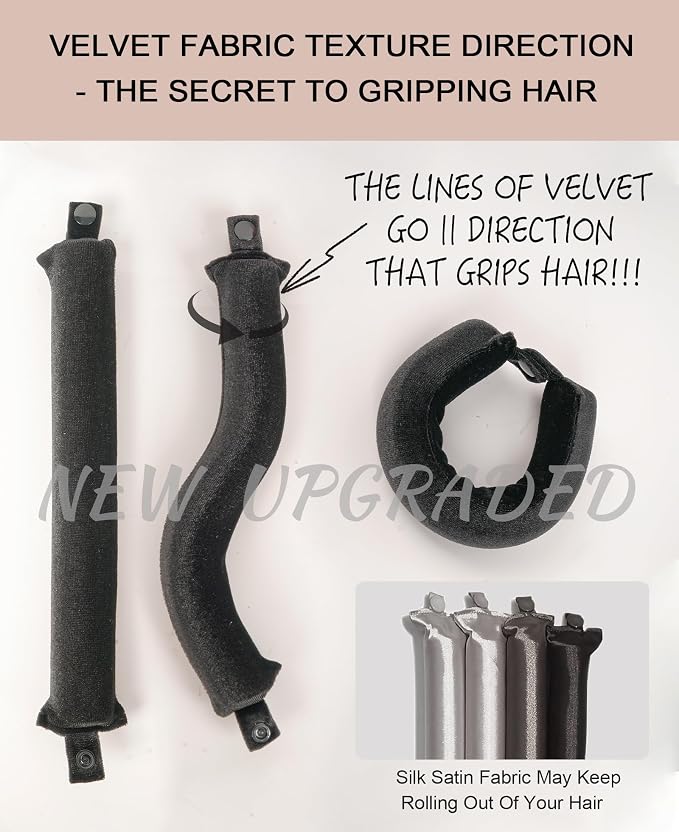 Classic Heatless Curls Overnight Rods No Heat Hair Curlers to Sleep Jumbo Foam Large Hair Rollers for Medium Long Hair Blowout Look, Heatless Flexible Curling Rod Set with Satin Wrap for Sleeping