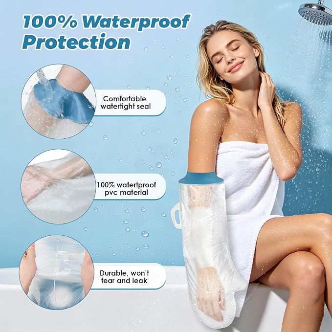 Waterproof Cast Covers for Shower Arm, Reusable Post Surgery Arm Protector | Soft Comfortable Shower Sleeve Cast Bag for Elbow Wrist Hand Finger Wound Care, Recovery Supplies Gifts