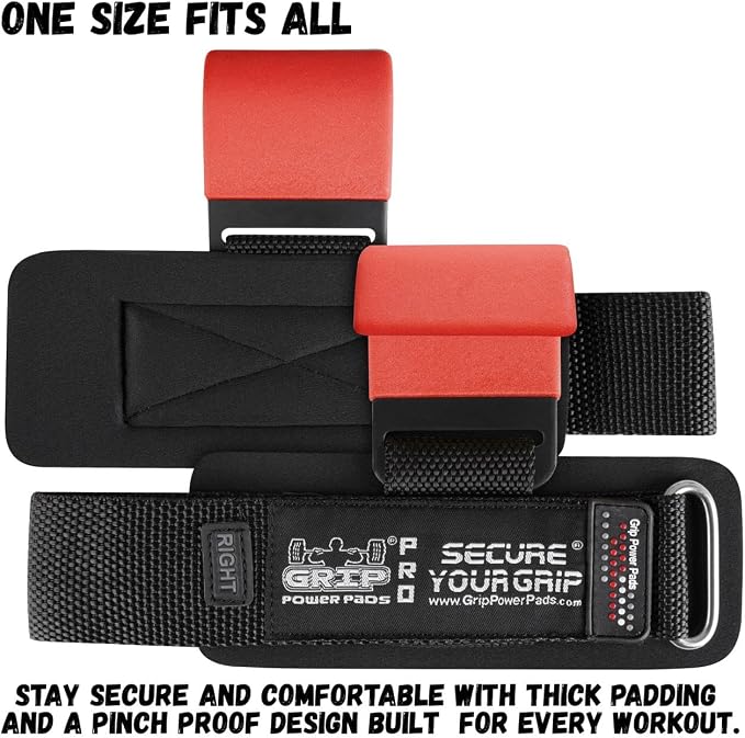 Weight Lifting Rod Hooks Heavy Duty Wrist Wraps Power Weight Lifting Training Gym Grips Straps Set of 2