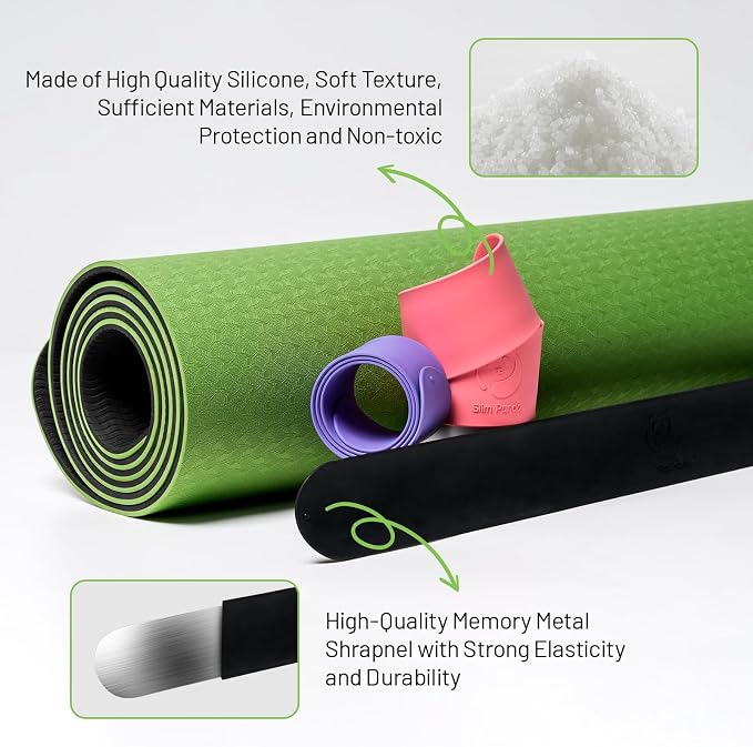 Yoga Mat Strap Slap Band, One Snap Keeps Mats Tightly Rolled, Heavy-Duty Clasp Fits Most Size Mats(24" L X 2" W)