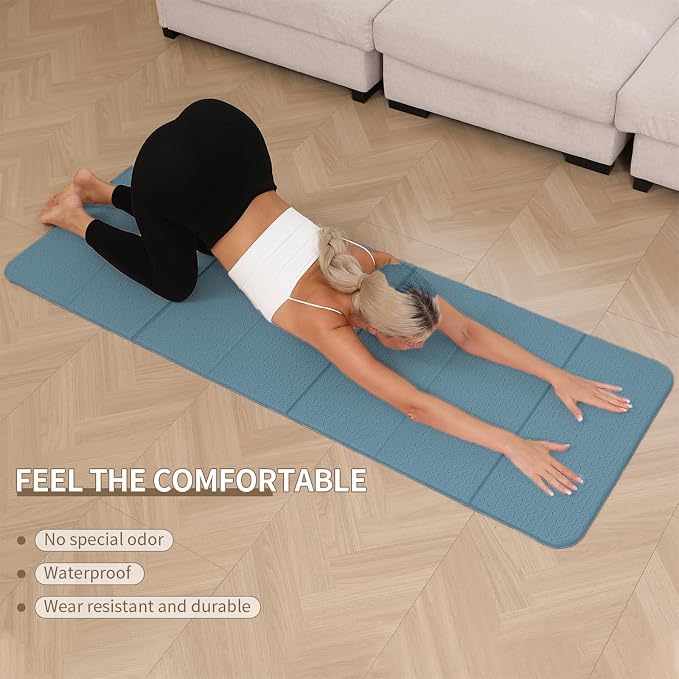 PAIDU Foldable Yoga Mat 10mm Thick, 75"x26" Non-Slip Fitness Exercise Mat | SGS Certified| uick Fold，Easy Storag，Portable for Yoga/Pilates/Studio/Home Workout
