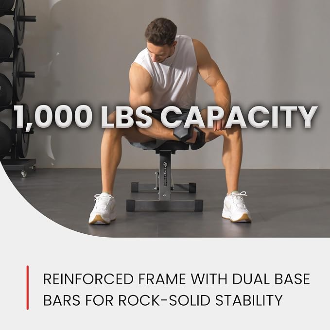 FF Finer Form Essential Flat Weight Bench for Your Home Gym – Heavy Duty Workout Bench for Bench Press, Hip Thrusts & Strength Training Exercise – Compact, Fitness Equipment for Home Use