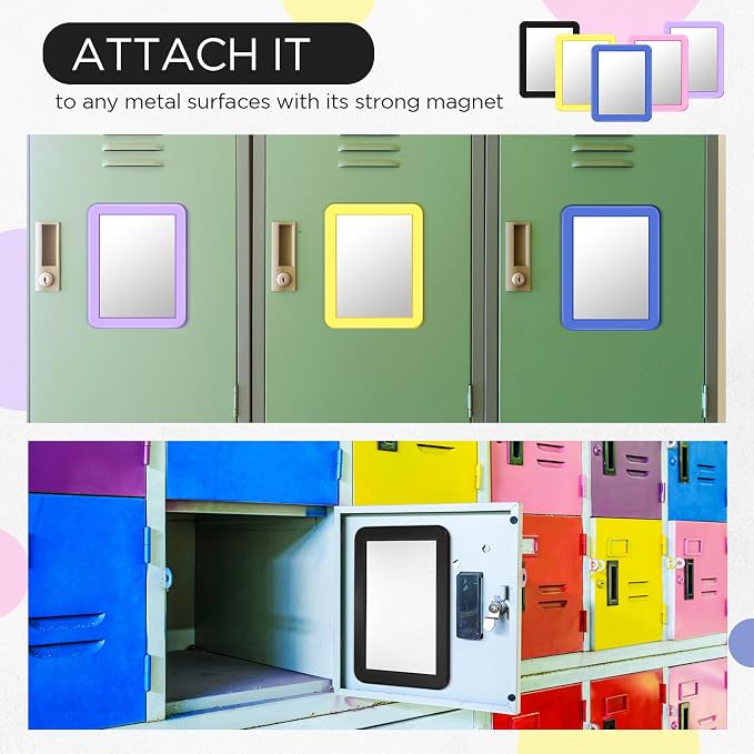 Leinuosen 50 Pcs Magnetic Locker Mirror 5" x 7" Small Mirror for Locker Accessories Real Glass Mirror for Gym Locker Decorations Office Cabinet Bathroom Household Refrigerator Workshop Toolbox