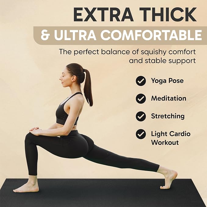 Gorilla Mats Extra Large Yoga Mat – 9'x6', 12'x6', 15'x6' (8mm) Extra Thick Wide Non-Slip Exercise Mat for Home Gym Flooring – Ultra Comfortable Workout Floor Mat for Barefoot Fitness & Stretching