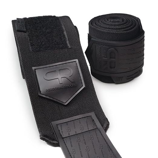 Elbow Wraps for Weightlifting - Heavy Duty Construction, 25% More Elasticity, Reinforced Stitching, Extra Wide Fastener, Easy to Adjust, All Black