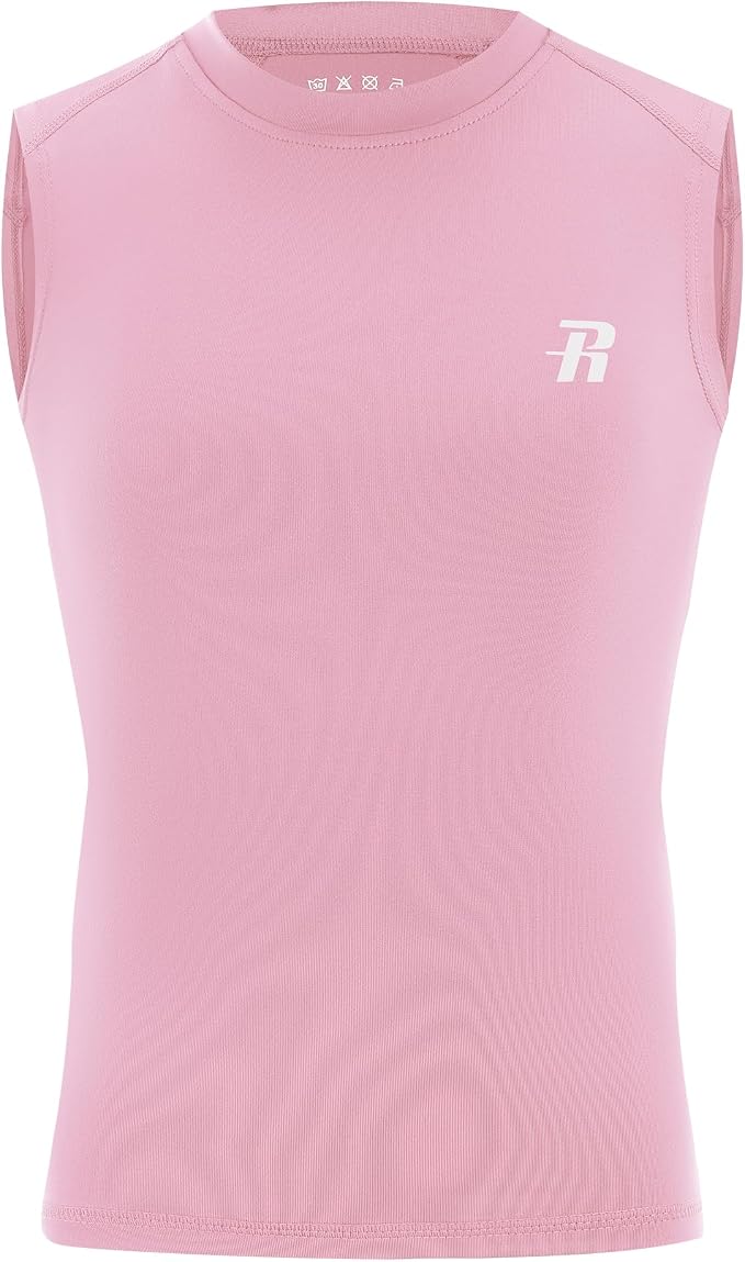 Runhit Boys Sleeveless Compression Shirt Kids Athletic Tank Tops Youth Quick Dry Undershirt for Football Basketball