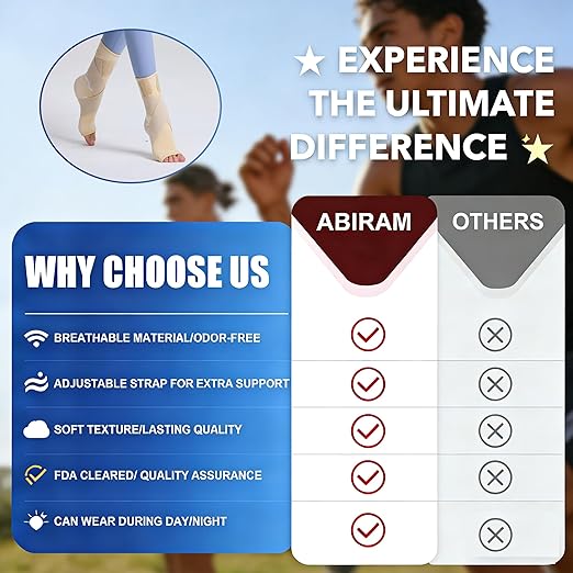 ABIRAM Ankle Brace for Men & Women - Adjustable Compression Sleeve with Wrap for Sprained Ankle, Plantar Fasciitis, Achilles Tendonitis - Breathable Support for Running, Volleyball, Basketball - L