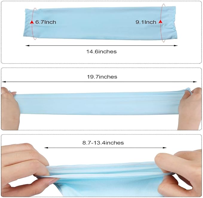 Mudder 8 Pairs UV Sun Protection Cooling Arm Sleeves for Men Women Youth Silk Compression Arm Cover Breathable Outdoors Sport