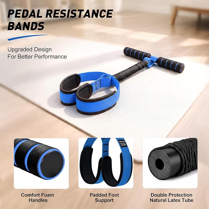 Resistance Bands with Handles Set, Leg/Core/ABS/Arm/Back/Hips Workout Equipment for Women, Portable Pedal Resistance Band & Figure 8 Resistance Bands, Exercise Bands for Pilates Yoga Stretching