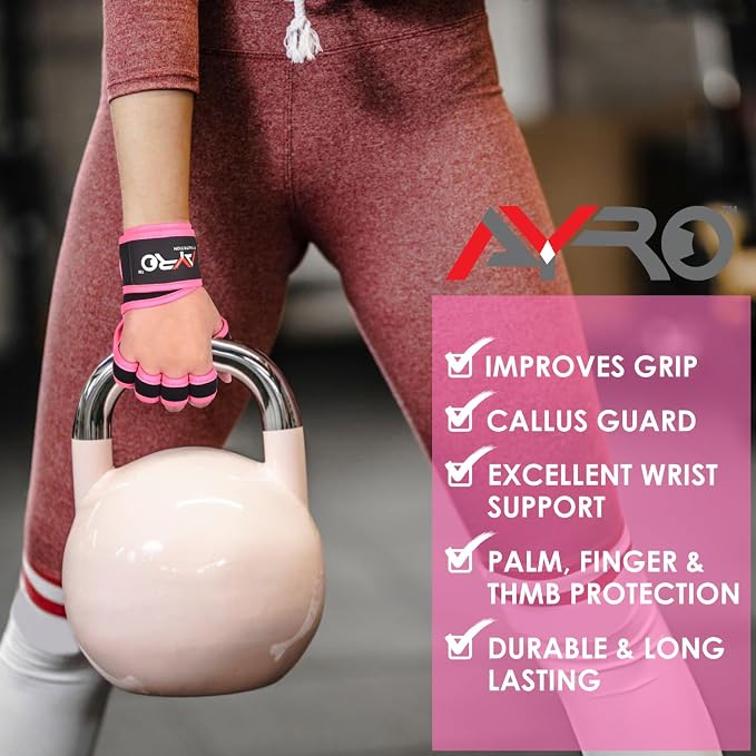 AYRO Workout Gloves for Men & Women, Gym Gloves for Men, Weight Lifting Gloves with 15" Wrist Wraps & Support, Breathable Palm Padding, Non-Slip Grip for Fitness, Cross Training & Bodybuilding