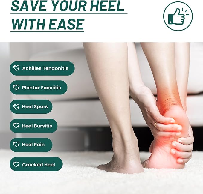 Plantar Fasciitis Heel Protector for Shoes - Welnove Anti Slip Heel Cups for Women Men Heels Spur Pain Relief - Heel Inserts Pads for Achilles Tendonitis Dry Cracked Heel Support Cushion (Size L)