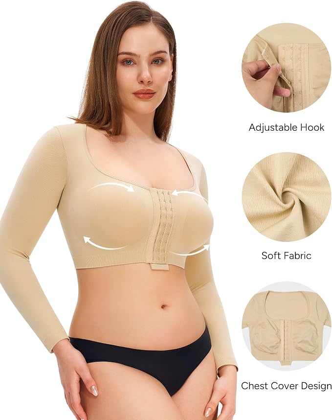 Nebility Arm Compression Sleeve Women Arm Shaper Post Surgery Post Surgery Front Closure Bra