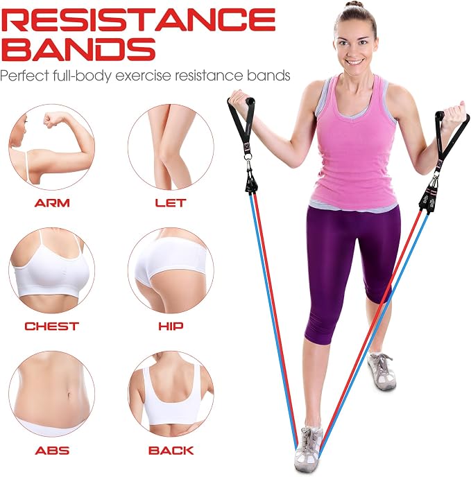 RENRANRING Resistance Bands for Working Out, 150LBS Exercise Bands, Workout Bands, Resistance Bands Set with Handles for Men Women, Legs Ankle Straps