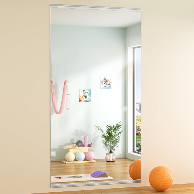Hasipu Home Gym Mirror 83" L x 39" W - 1PC Large Full Body Mirror for Yoga, Fitness, Garage, Dance Studio, Wall-Mounted, 0.16in Tempered Glass Frameless