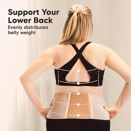 2-in-1 Maternity Belly Bands for Pregnant Women - Easy to Use Pregnancy Belly Support Band for Back, Pelvic, Hip, Adjustable Maternity Belt Support, Comfortable & Soft (Classic Ivory, One Size)