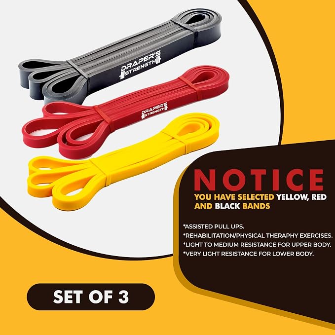 Draper's Strength Heavy Duty Resistance Stretch Loop Bands for Powerlifting Workout Exercise and Assisted Pull Ups