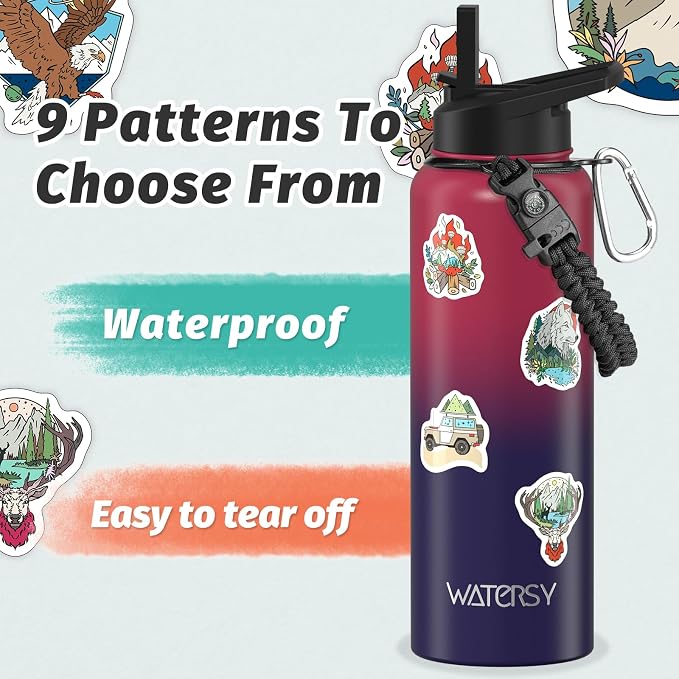 40oz Insulated Water Bottle (Cold for 48 Hrs),BPA Free&Leak Proof,Stainless Steel Water Flask,Water Jug with Straw Spout Lids for Gym,Hiking,Travel,Red Purple